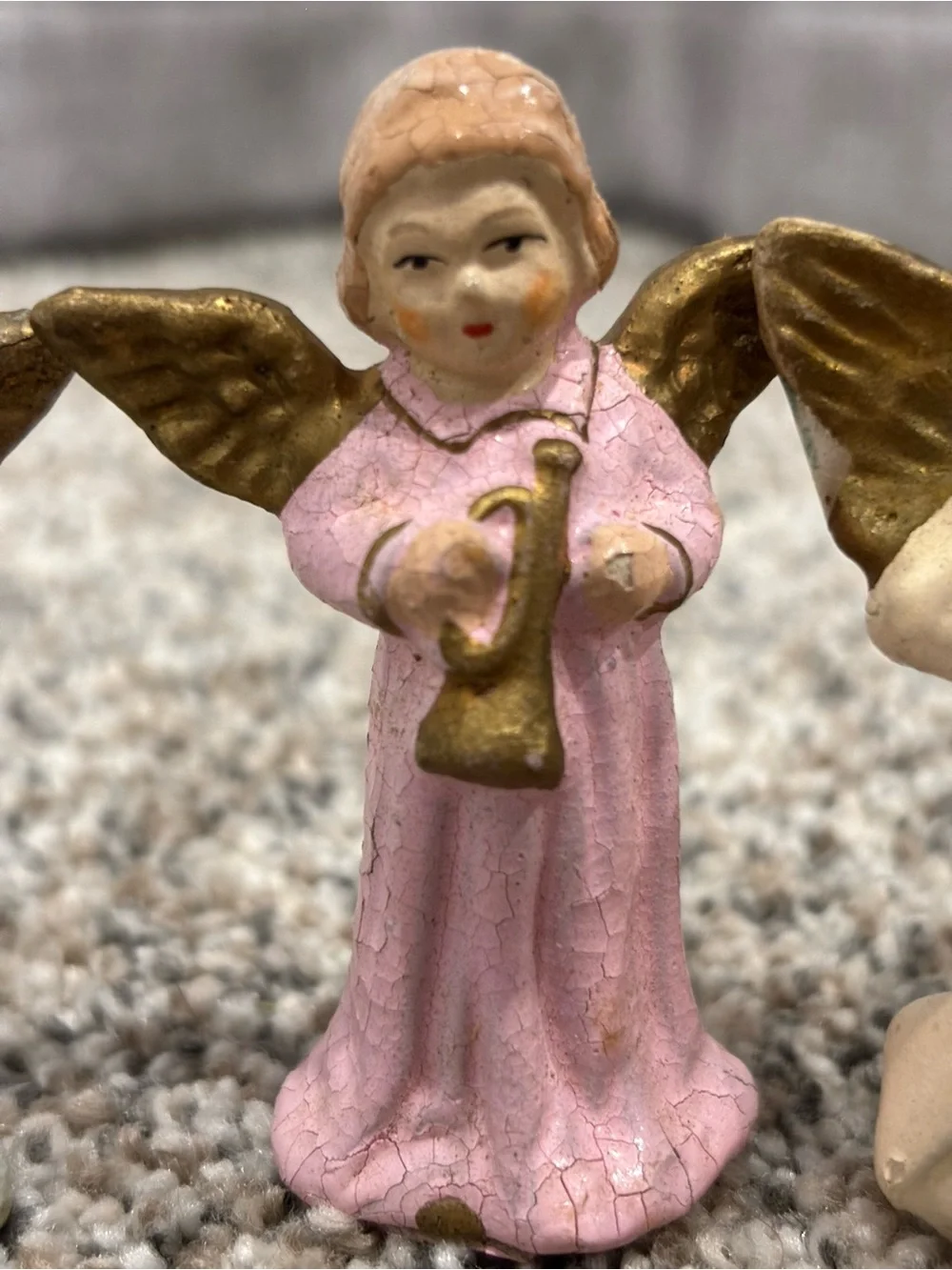 Vintage 1940s Paper Mache Angle Ornaments US Zone Western Germany Set of 3